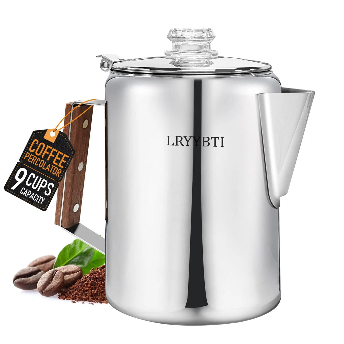 9-Cup Stainless Steel Camping Coffee Pot for Outdoor Use