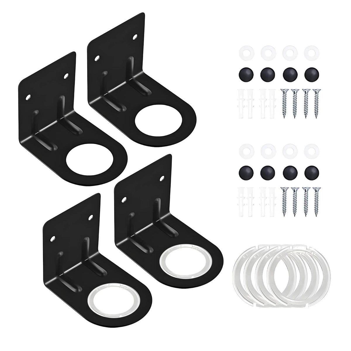 Set of 4 Wall Mount Soap Dispenser Holders for Shampoo - Black