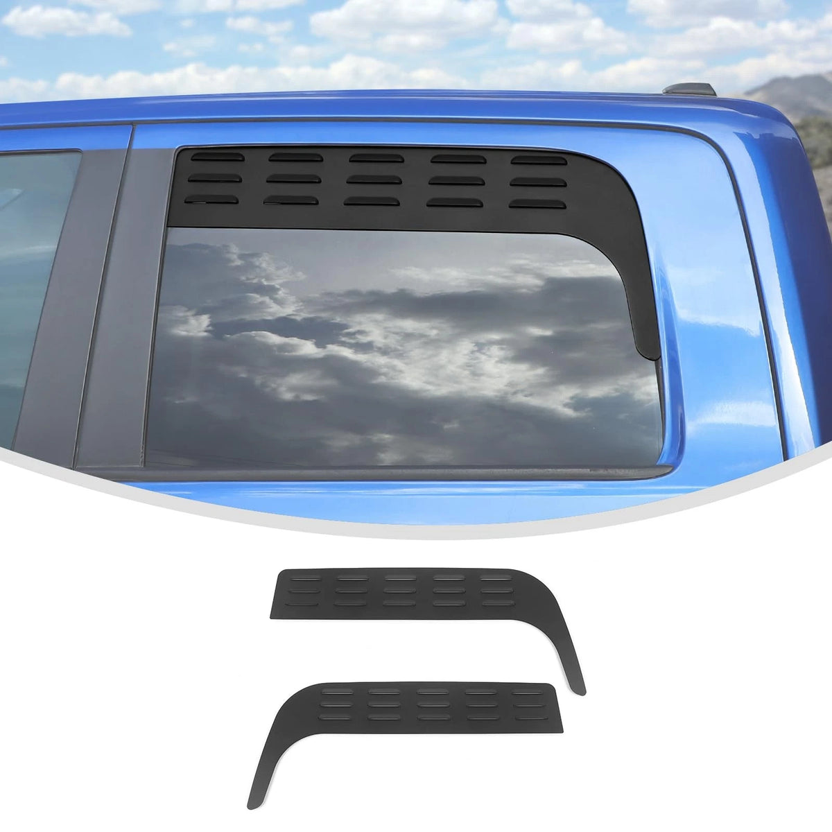 Aluminum Rear Window Vent Shades for Dodge RAM 1500 Crew Cab (2009–2017)