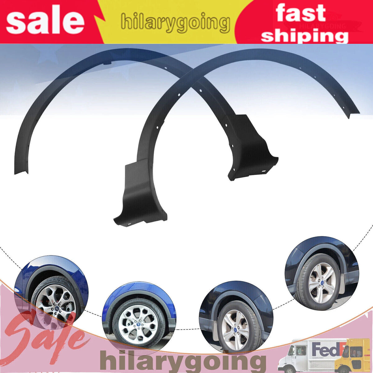 Pair Front Fender Flare Wheel Arch Trim for Ford Escape (2013–2016) CJ5Z16268AB, CJ5Z16268AA