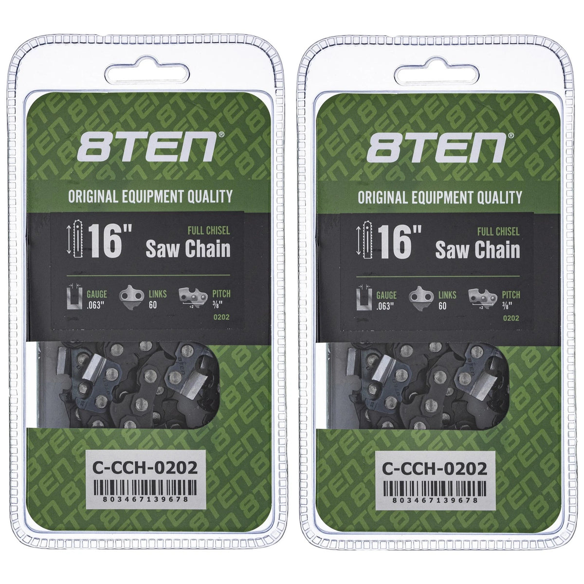 2X Full Chisel Chainsaw Chain 16 Inch .063 3/8 60DL for Stihl MS 260 360