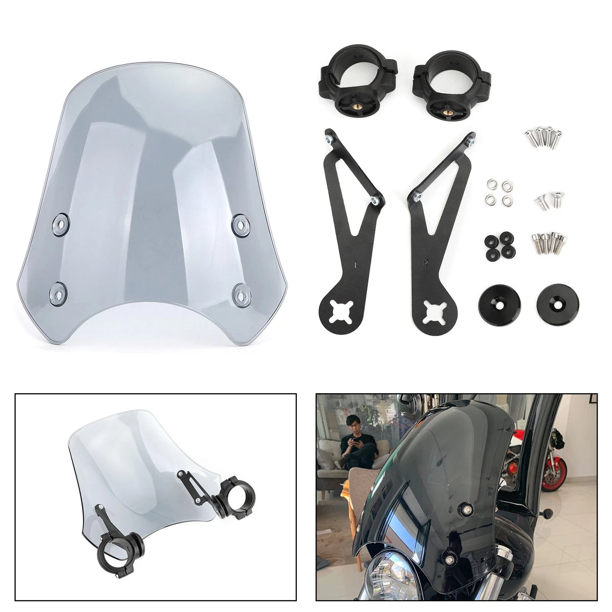 ABS Windscreen for Dyna Softail (WIN-082-Gray)