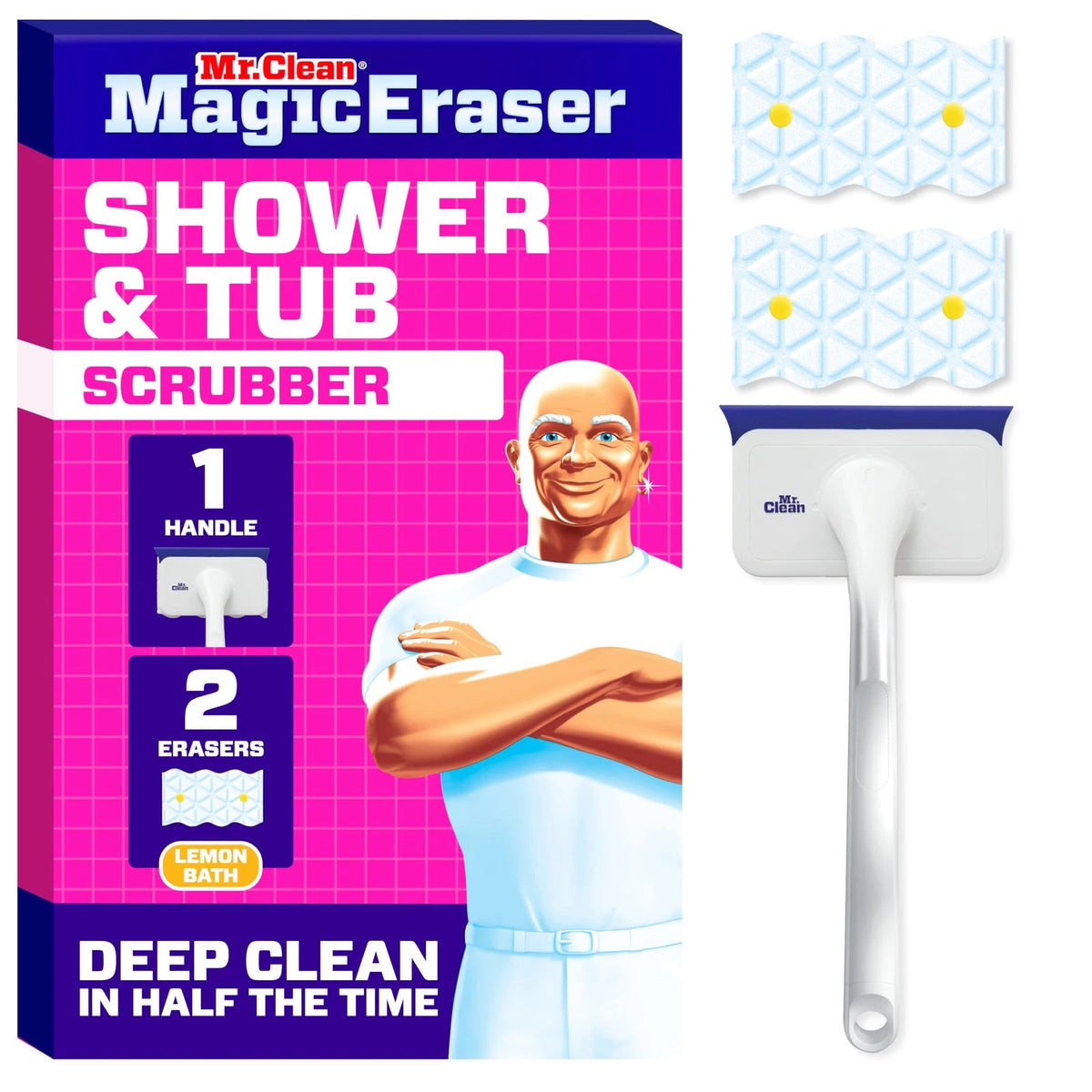 1 Device + 2 Refills Mr. Clean Magic Eraser Shower & Tub Scrubber