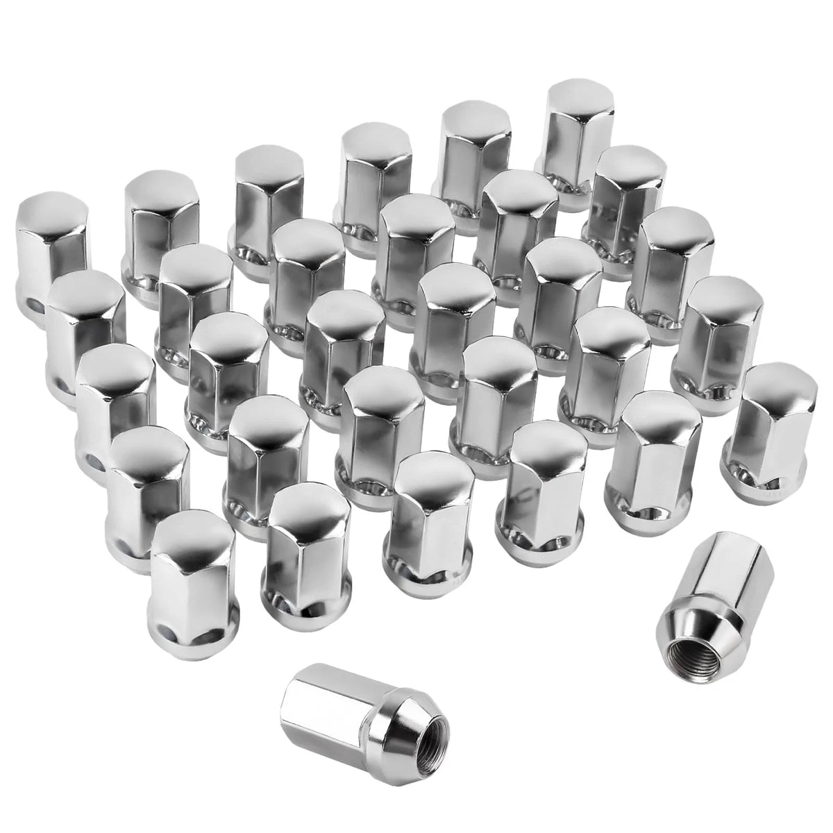 Set of 32 Lug Nuts for Silverado (2008–2024) M14x1.5, Silver