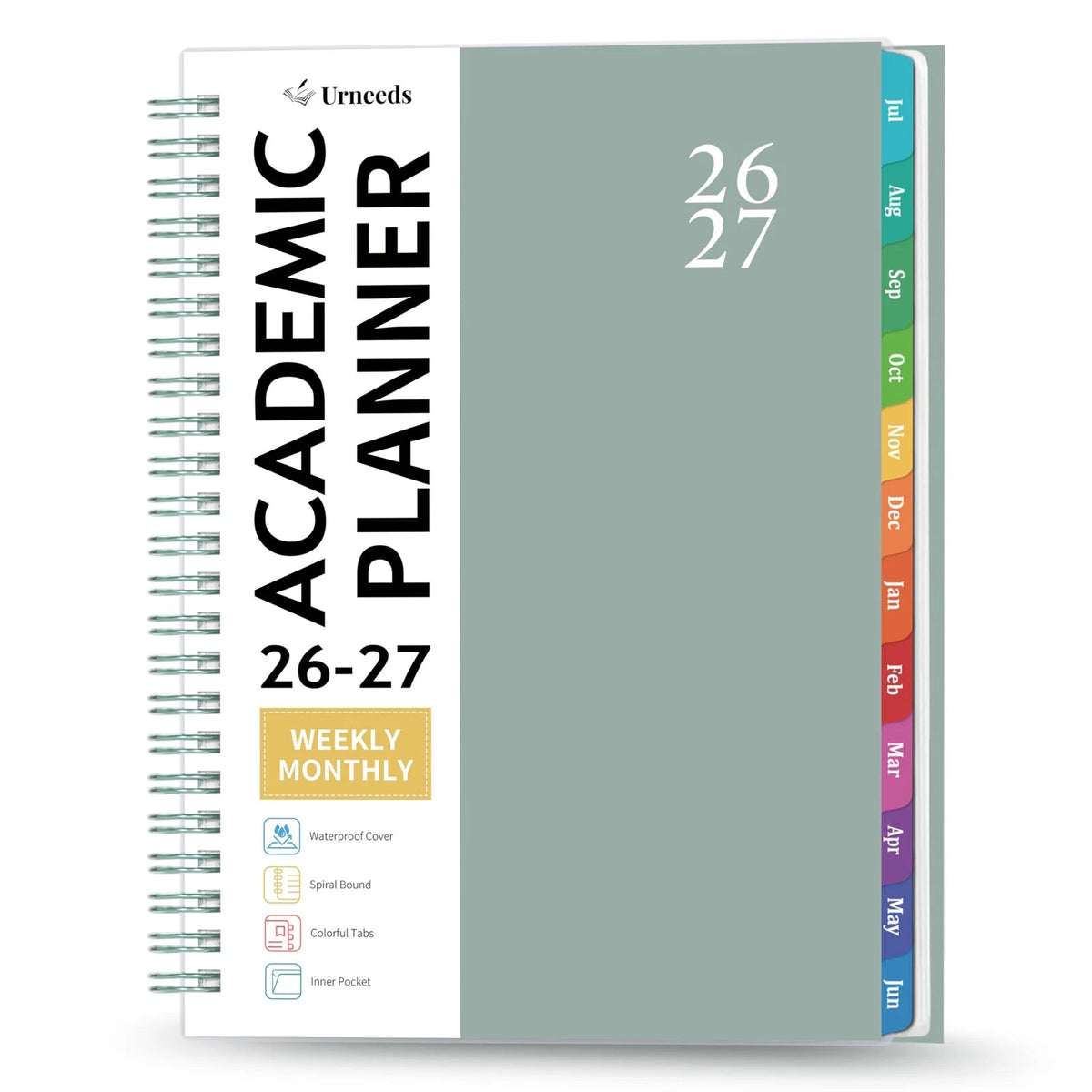 Planner for 2026-2027 (Weekly & Monthly, 8.5" x 6.4", Green)