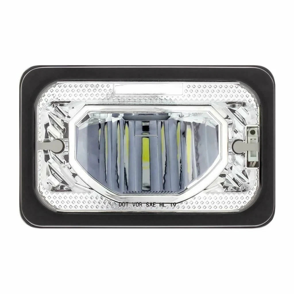 2X Heated LED Headlight Low Beam 4" X 6" for H4656 (Chrome) #34131