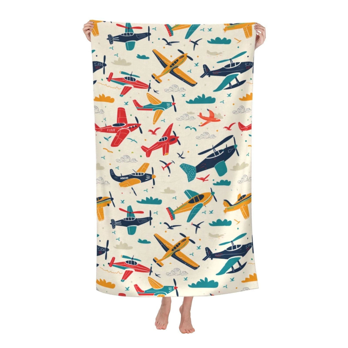 Vintage Airplane Beach Towel 32x52in Microfiber