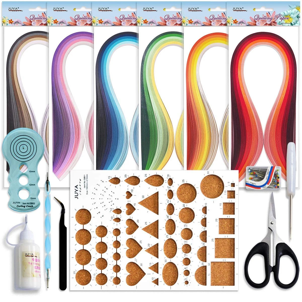 30 Color Paper Quilling Kit with 600 Strips & 8 Tools for Crafting