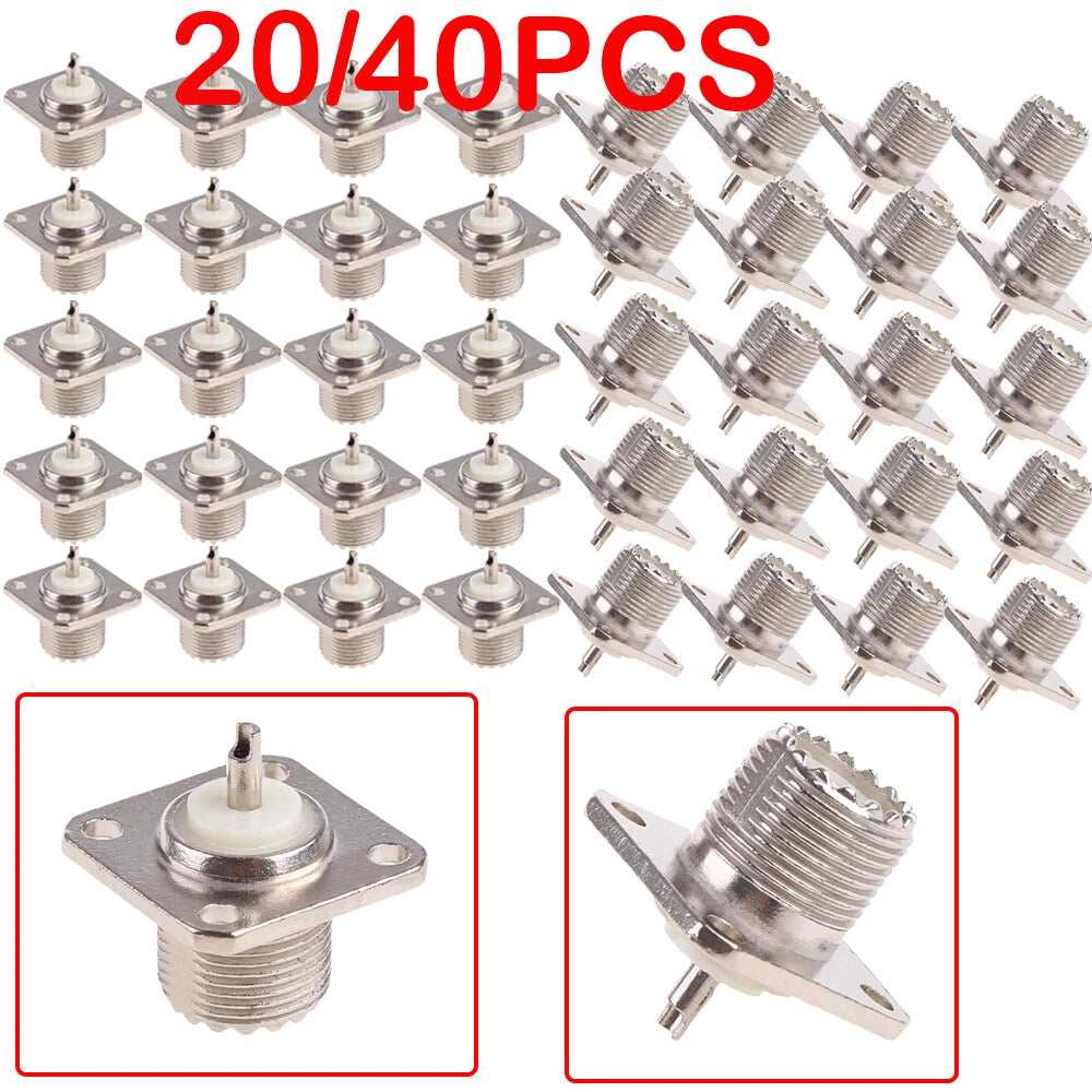 20PCS UHF Female Jack SO-239 Bulkhead Panel Chassis Mount Connector