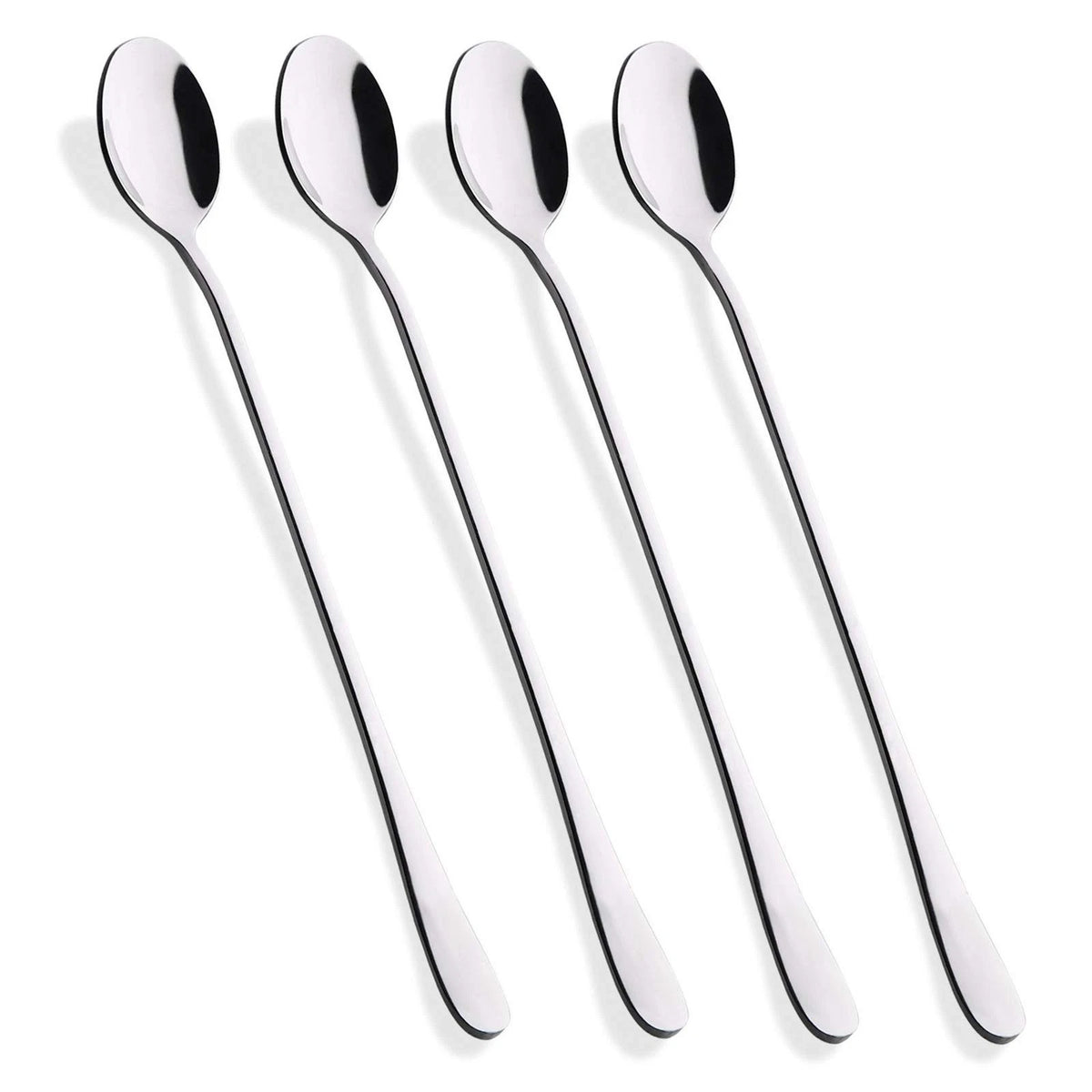 Set of 4 Iced Tea Spoons for Hiware 9-Inch Long Handle Silver
