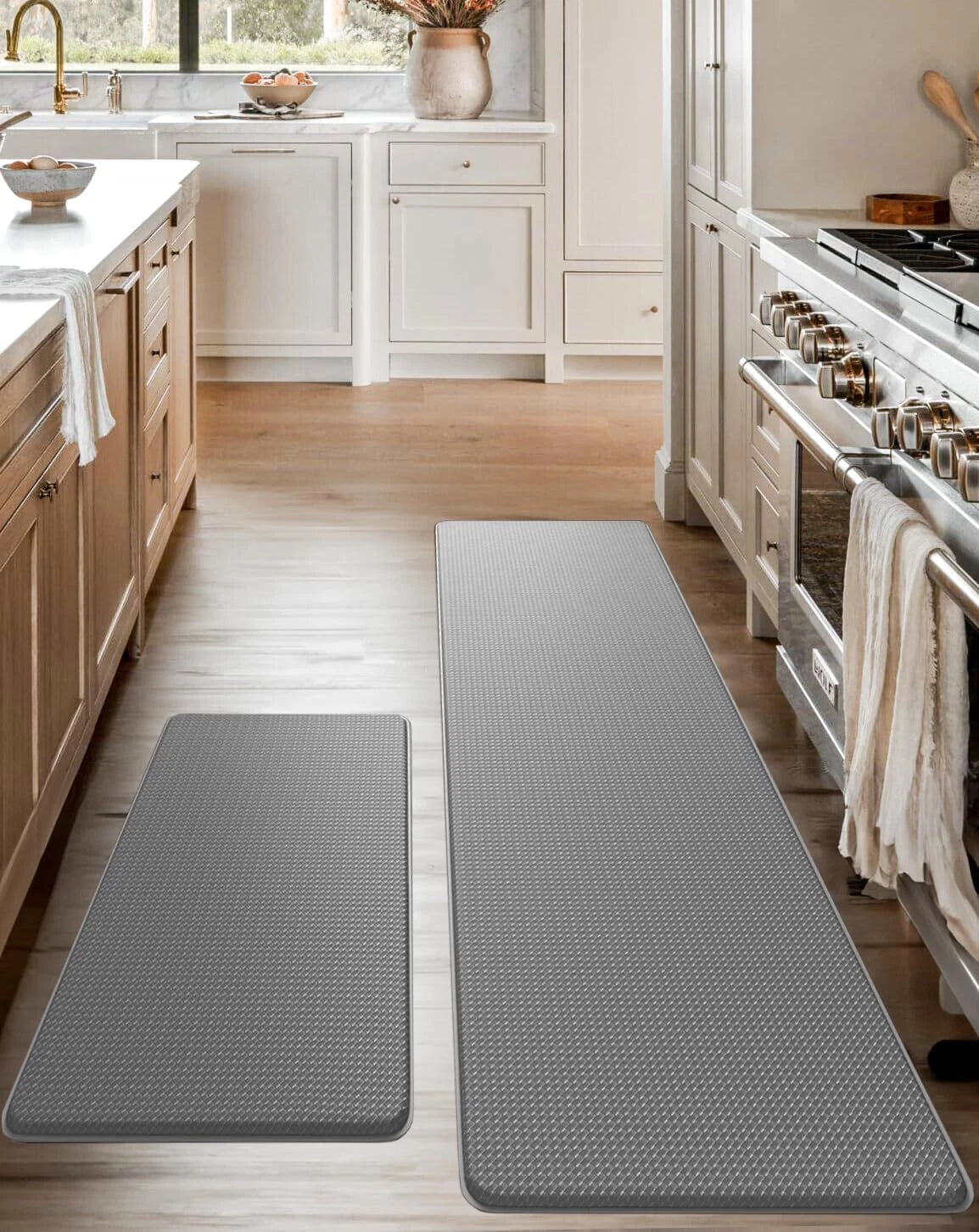 2X Anti Fatigue Kitchen Mats for Floor - Memory Foam Cushioned Rugs