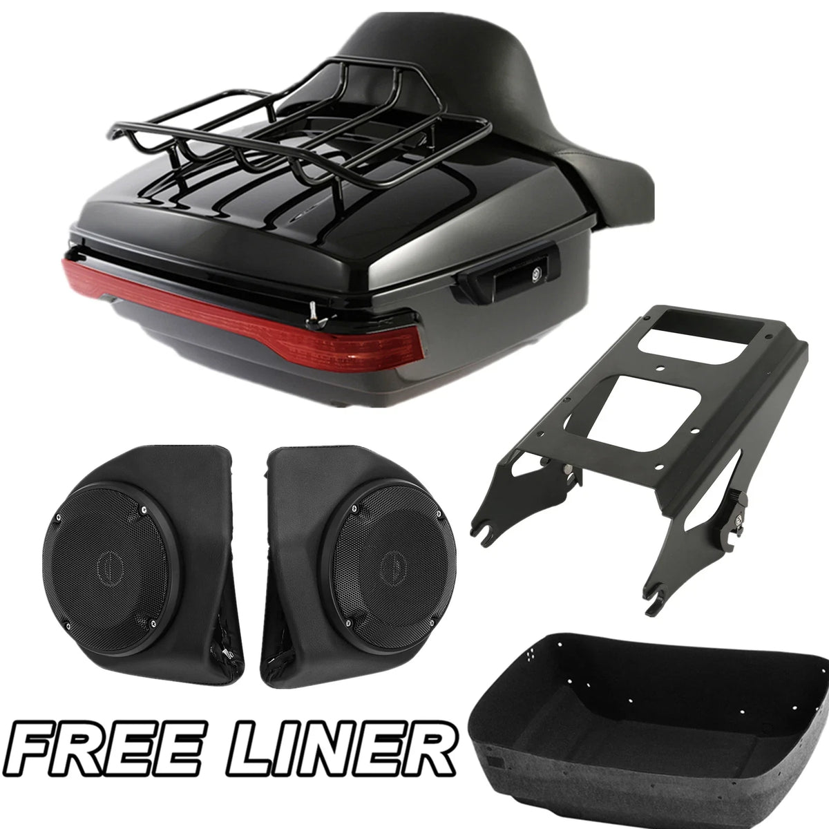 Trunk Backrest Rack Mount Speaker Light for Harley Electra Glide (2009–2013)