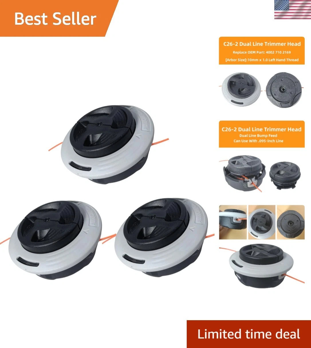 3-Pack C26-2 Trimmer Heads for Stihl Models