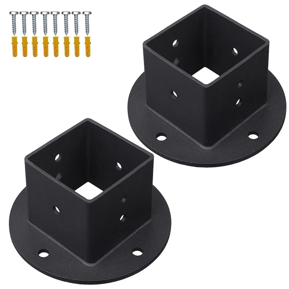 2x Flange Base Brackets for Anchoring Wooden Posts (Outdoor Use)