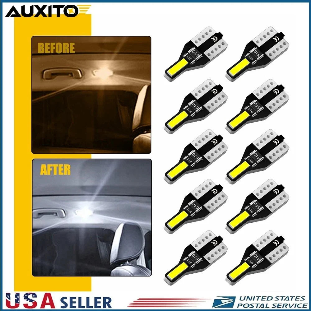 10Pcs White LED Dome Map License Light Bulb T10 2825 168 158 194