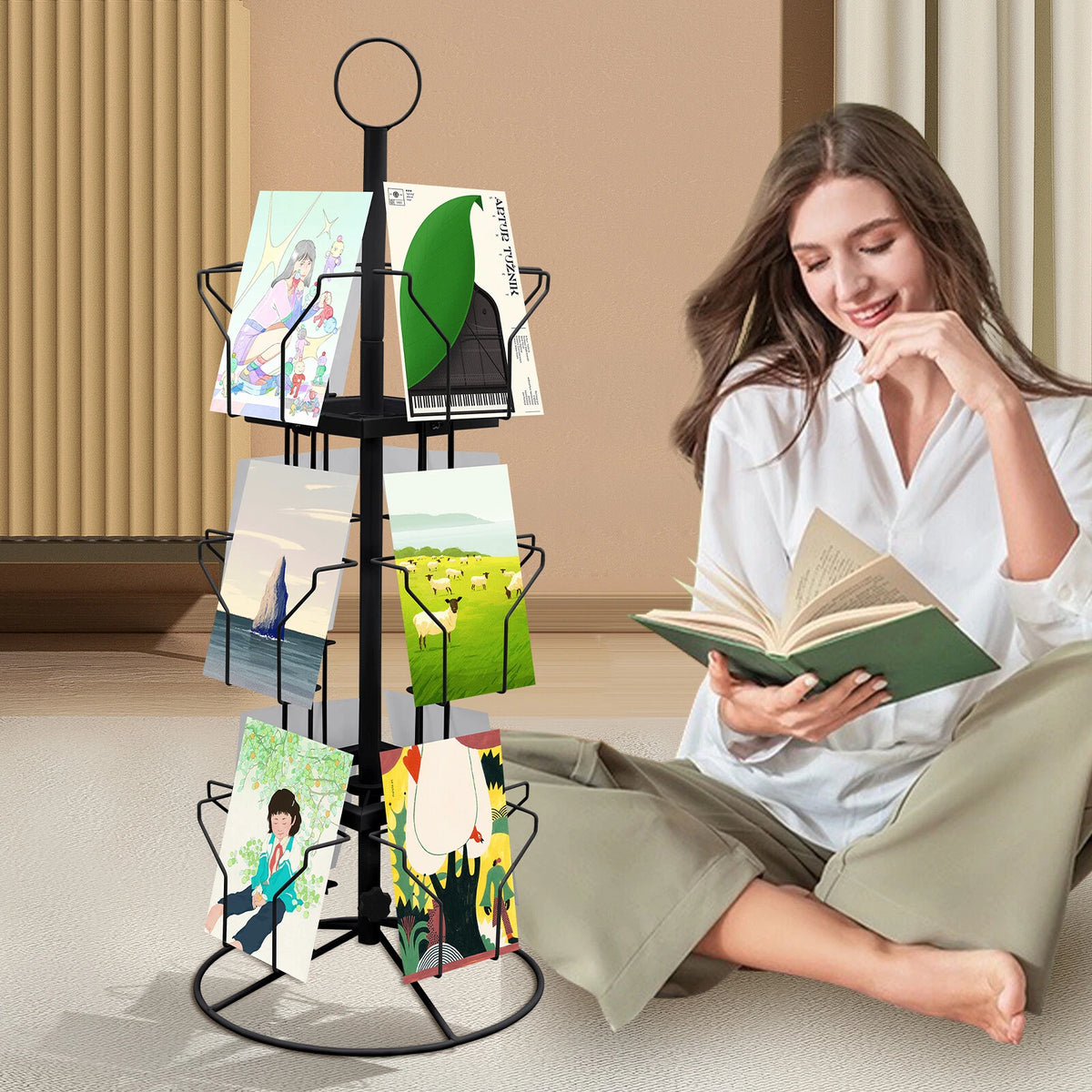 3 Tier Greeting Card Rack for Retail Display (Rotating Holder)