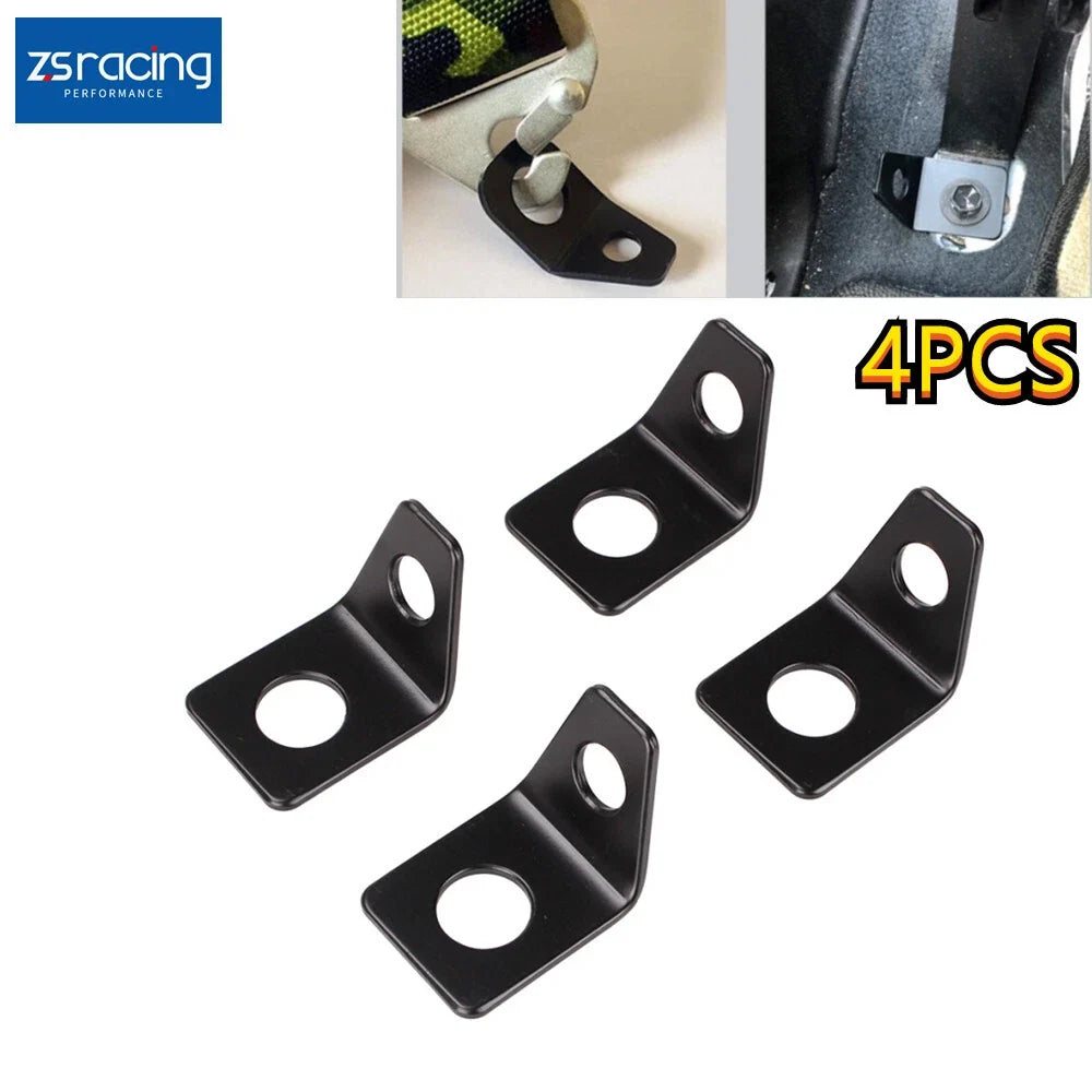 Set of 4 Seat Belt Mounting 90 Degree Angle Brackets for Universal Use