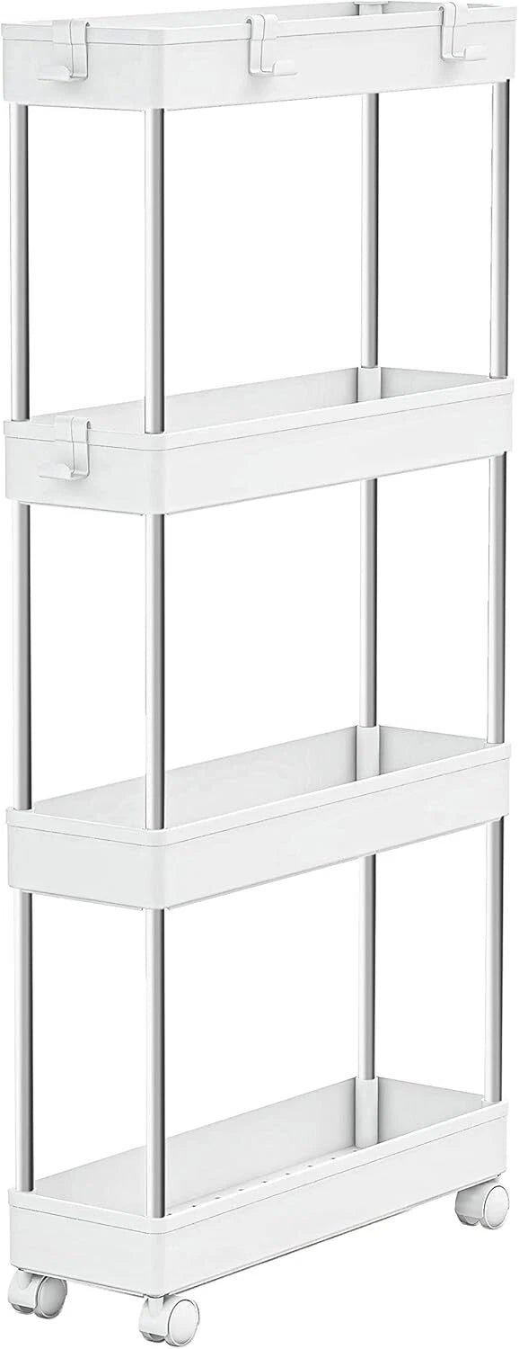 4-Tier Slim Storage Cart for Mobile Shelving Unit (No Part Numbers)