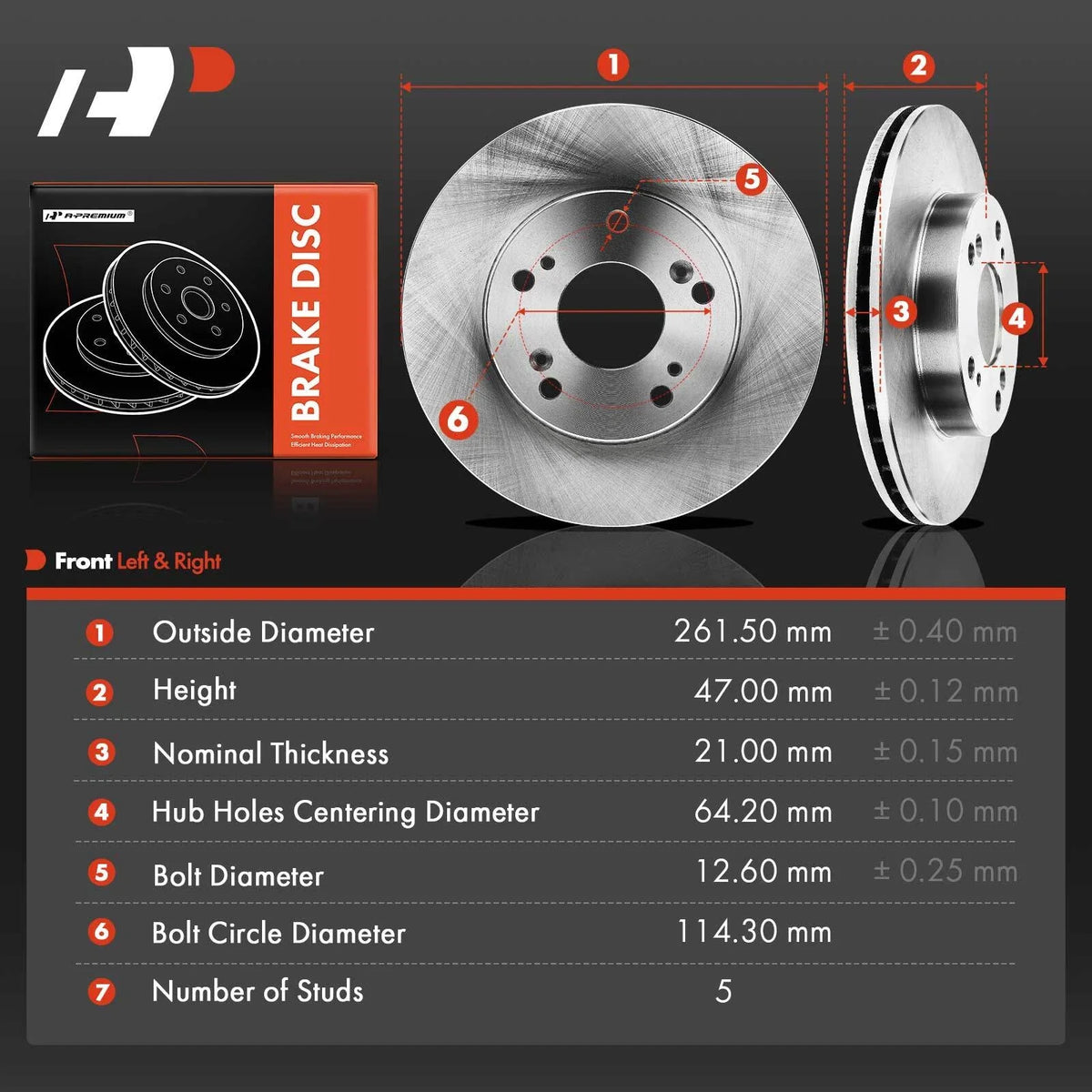 Front Disc Brake Rotors for Honda Civic (2006–2010) & CR-Z, Acura RSX (2011–2015)