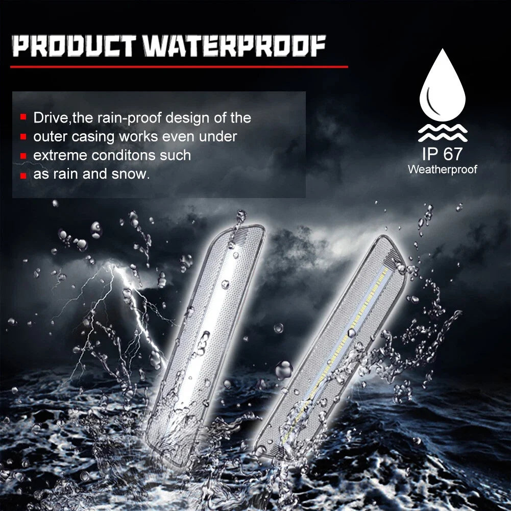 Set of 2 Clear Lens White LED Rear Bumper Side Marker Lights for Ford Mustang