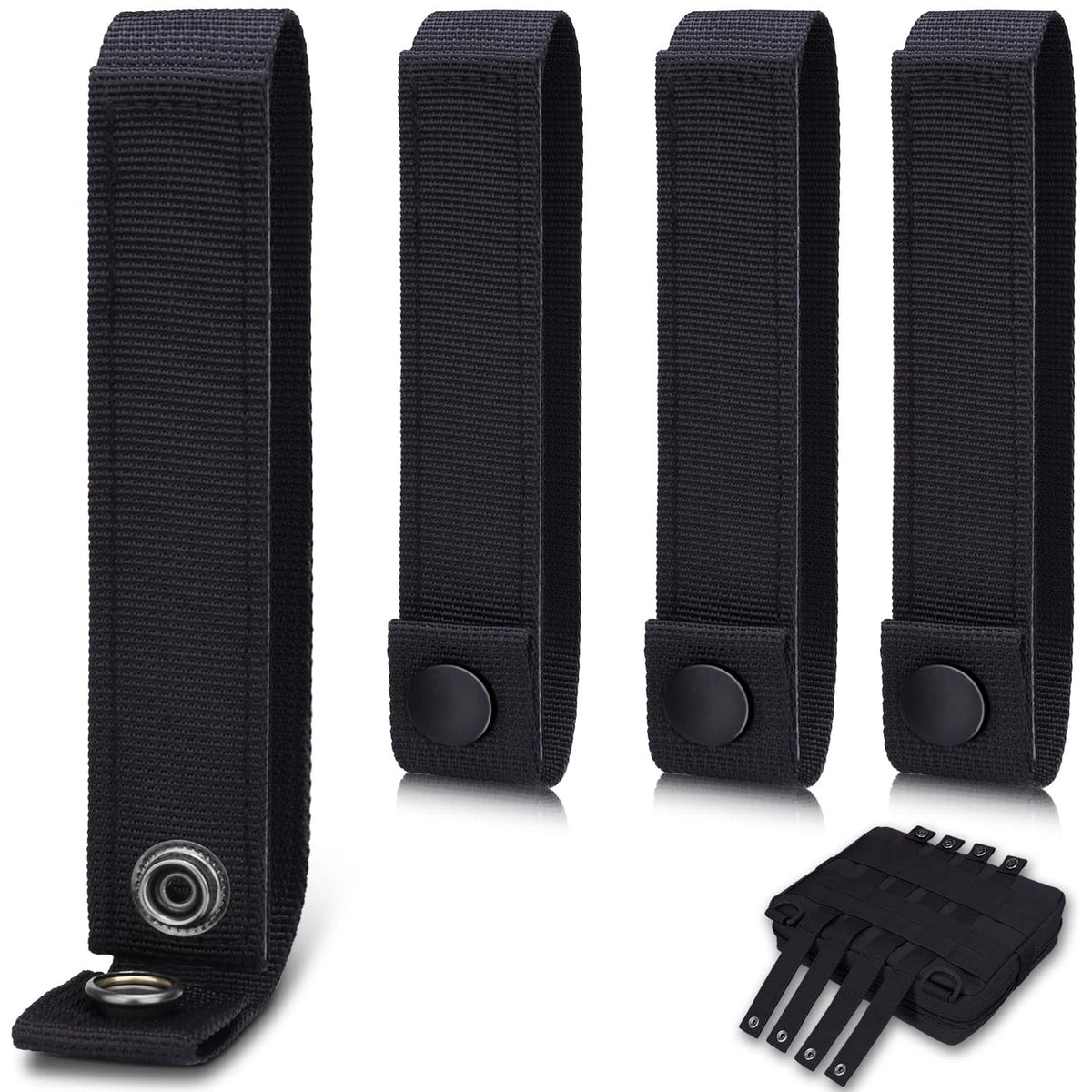 Set of 4 Molle Straps with Snaps for Universal Use (6 Inch, Black)