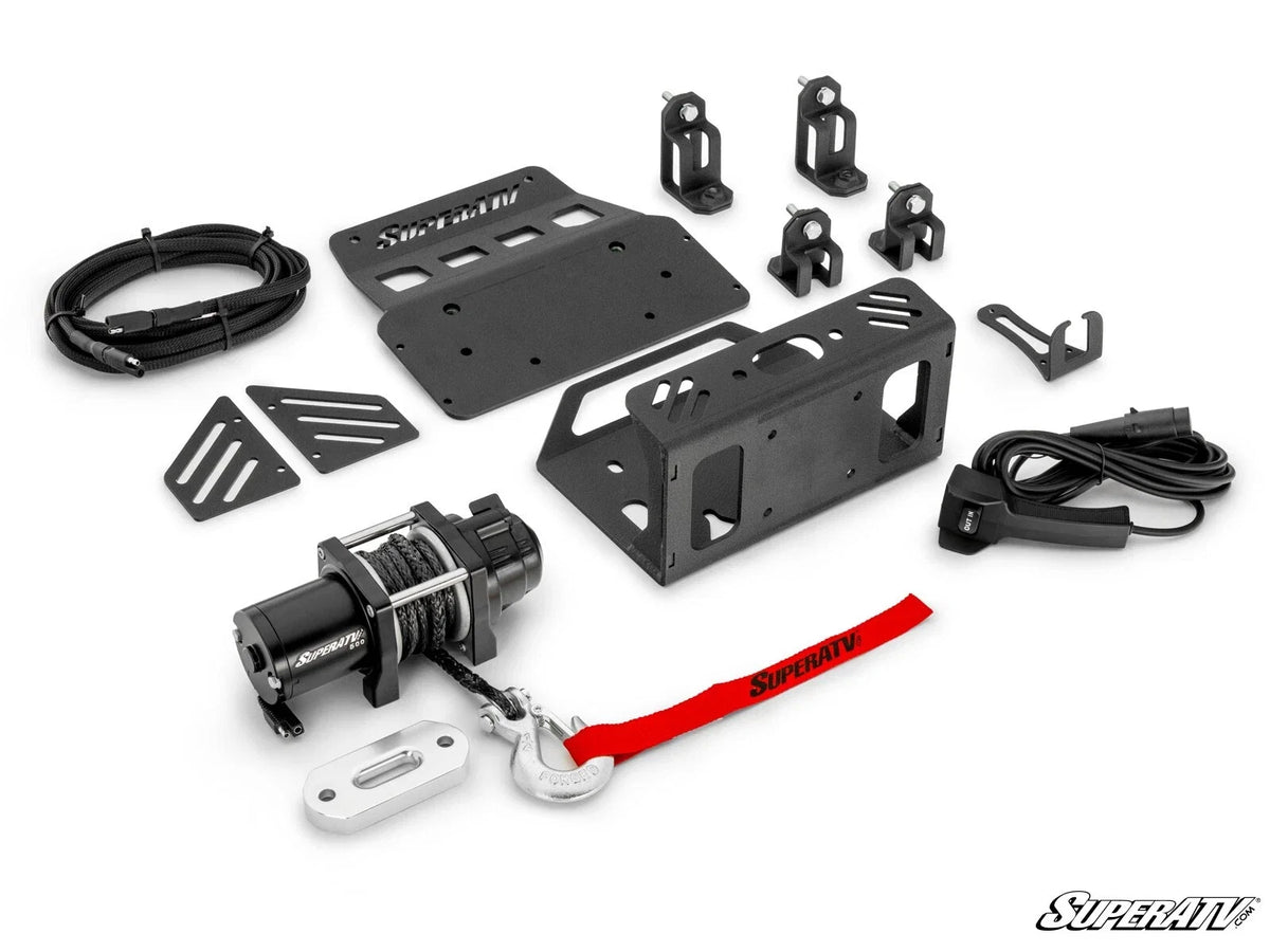 SuperATV Bed Winch for Kawasaki Mule Pro (2015–2023) with 2 Cube Lights