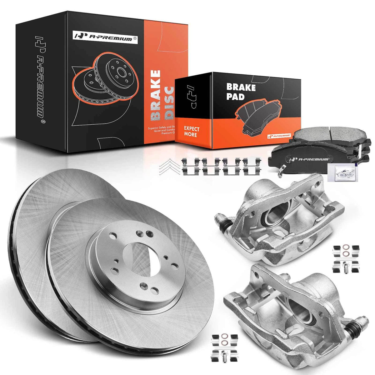 2X Front Rotor & Brake Pads & Calipers for Honda Accord (2003–2017) - 45251S87A00, 45251TA0A00, R-31257, P-914