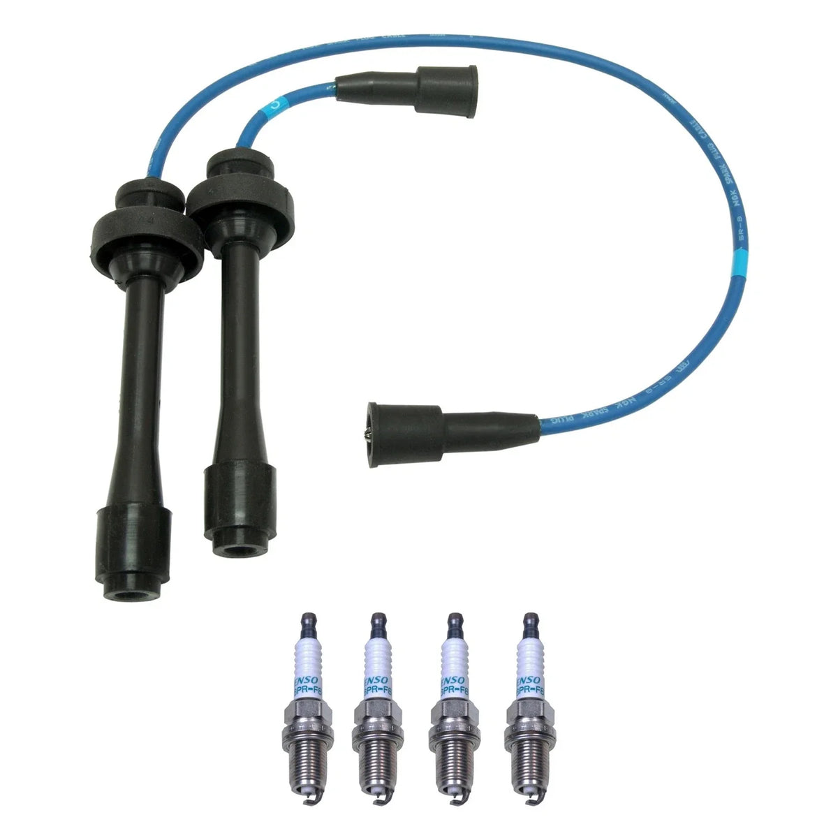 NGK Wire Set & Denso 4 Double Iridium Spark Plugs for Mazda Miata (L4 Turbo)