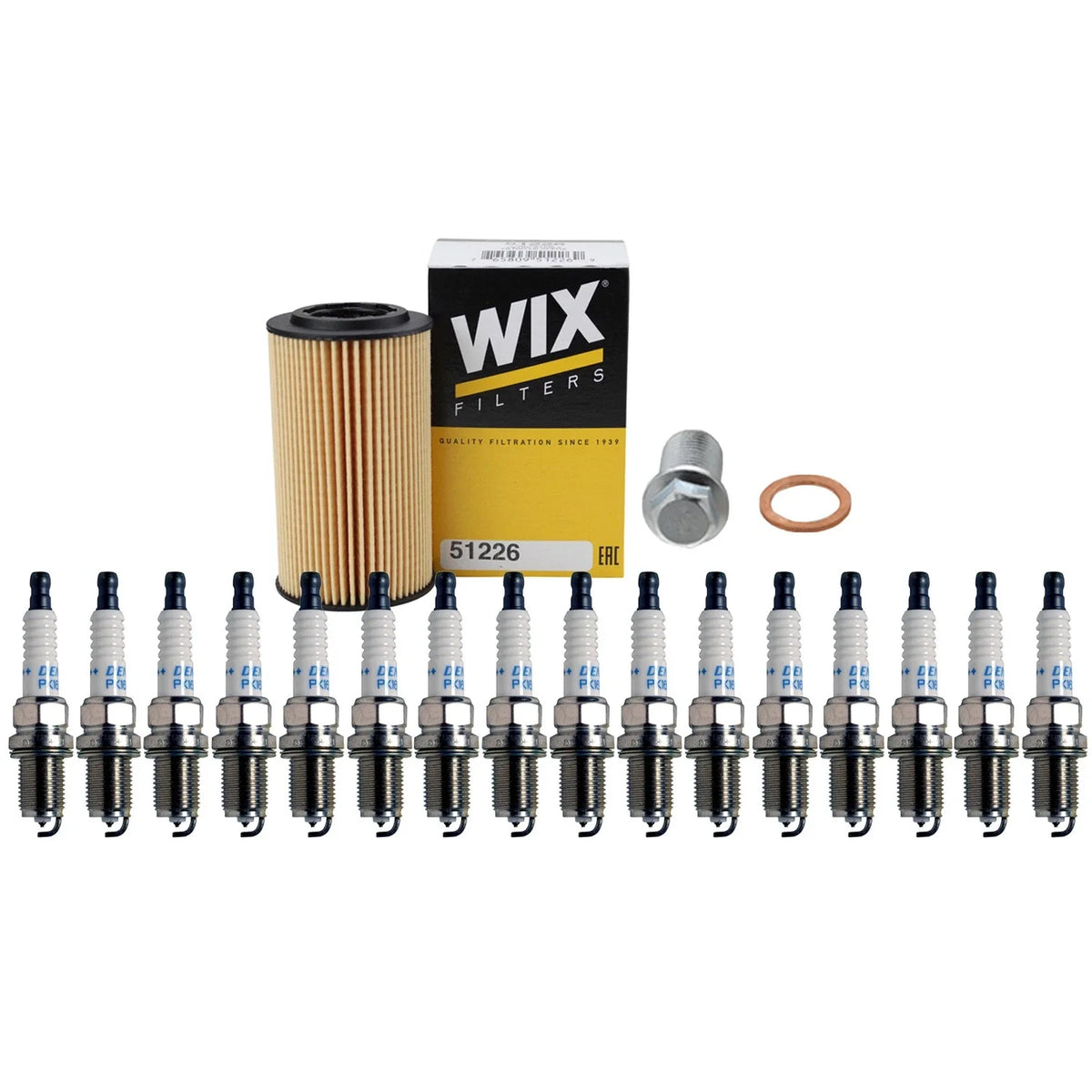 Wix Engine Oil Filter & Denso Spark Plugs Set for Mercedes C215 CL500 (2003)