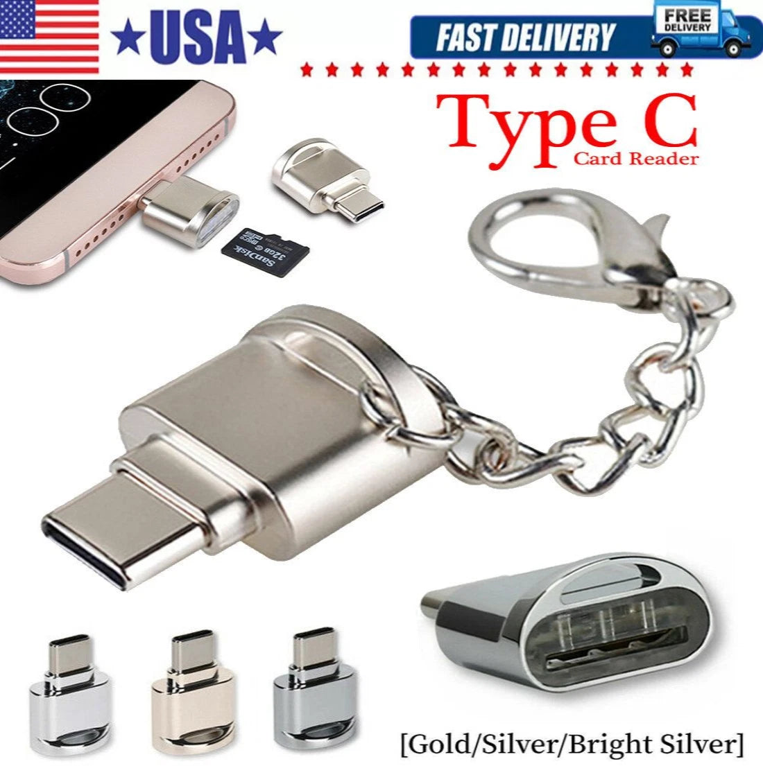 Type-C to Micro SD TF Card Reader Adapter for Samsung Phone