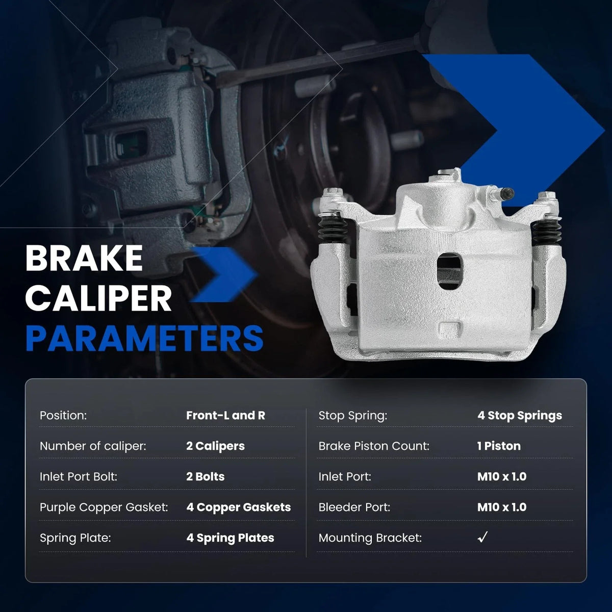 2PCS Front Brake Calipers with Bracket for Honda Element CR-V (2002-2011)