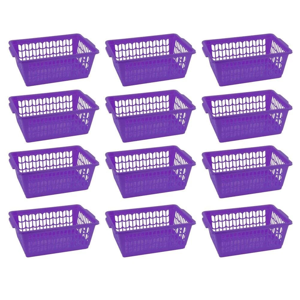 Plastic Perforated Storage Basket Bin for Office Drawer, Shelf, Countertop