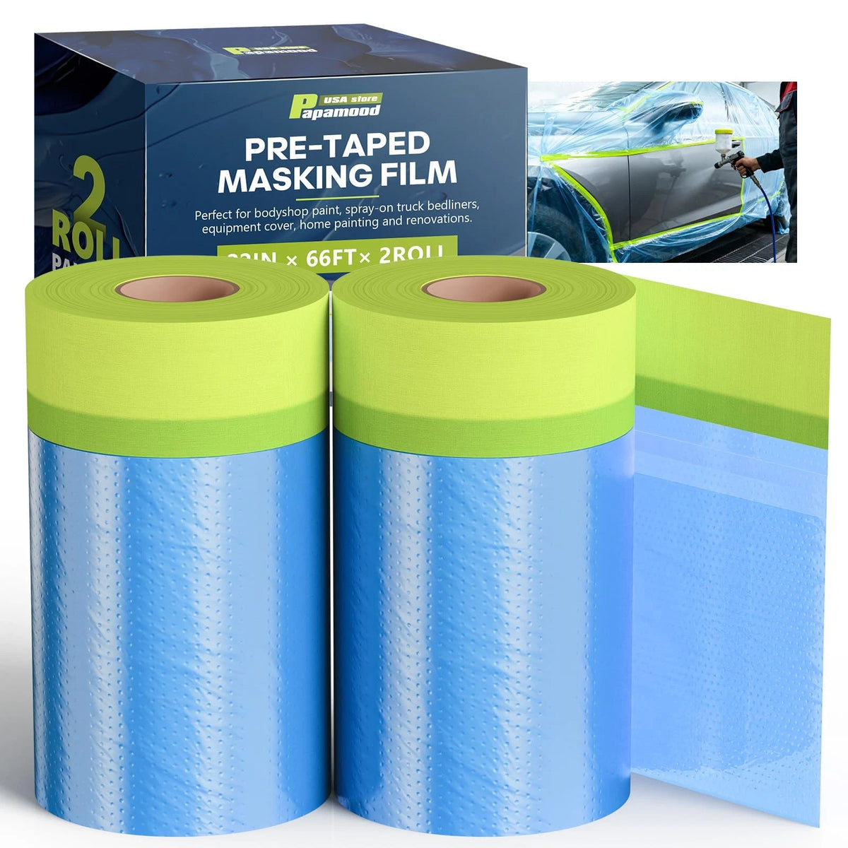2X Pre-Taped Masking Film for Painting (22" x 66')