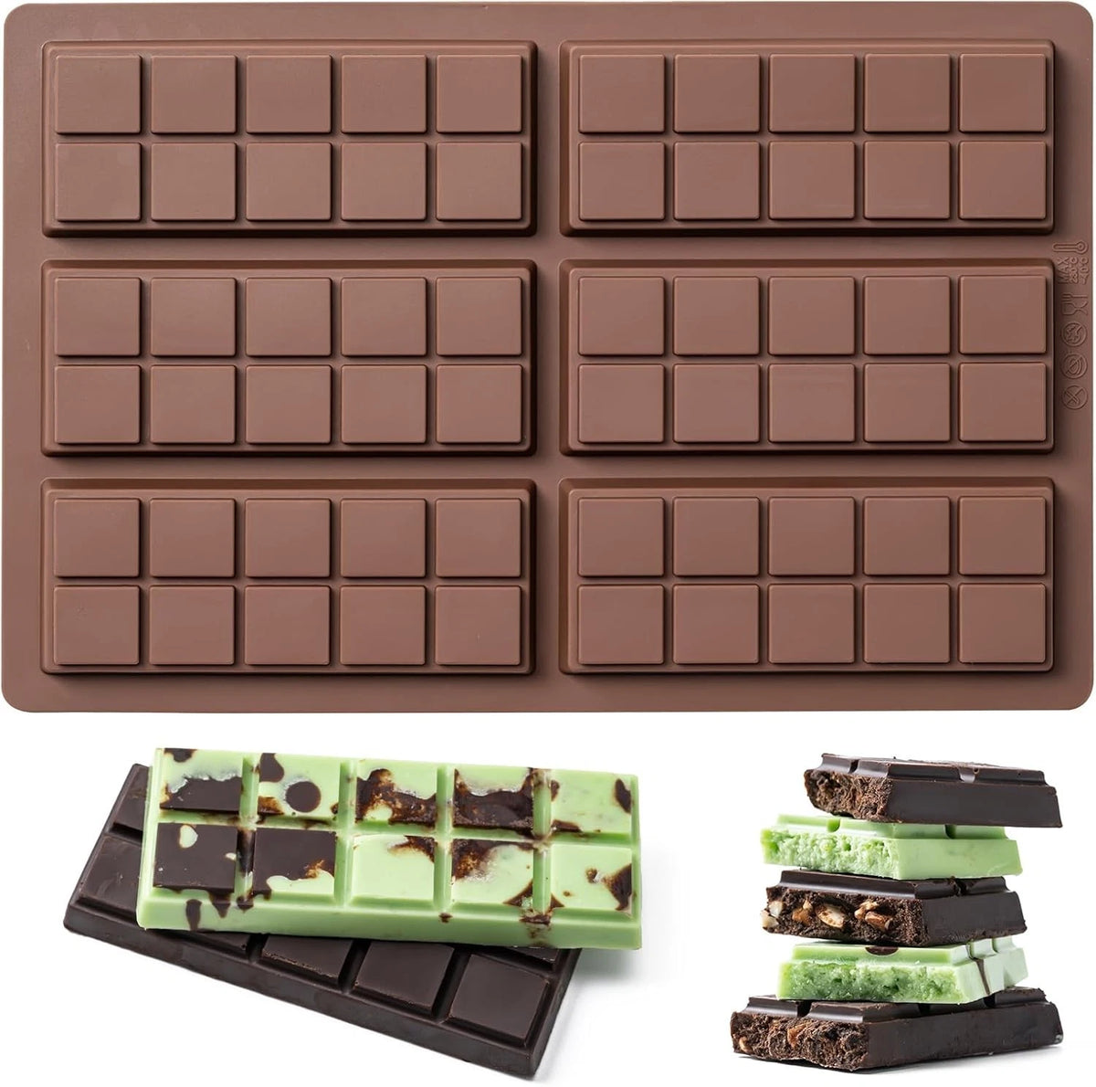 Silicone Chocolate Bar Mold for Candy Snack Maker (10 Cavities)