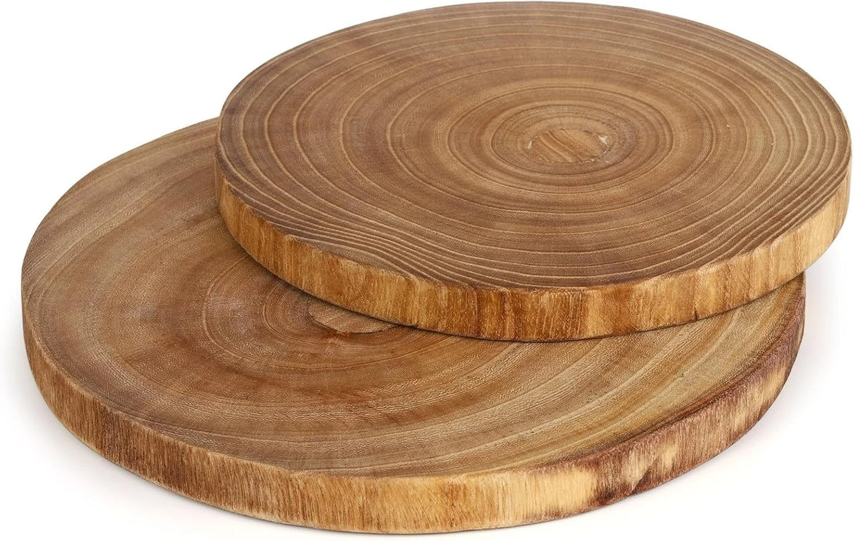 2X Round Wood Cutting Board 9"-10"/11"-12" for Serving and Cheese