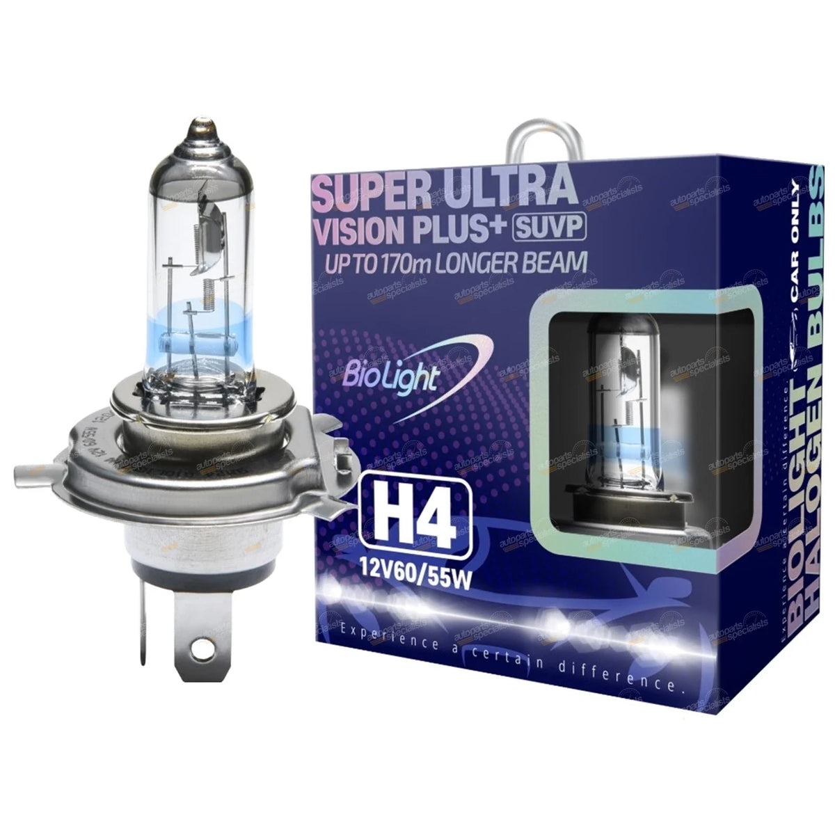 Rectangle Headlight Upgrade Kit High Watt 12V H4 Reflector Lamps