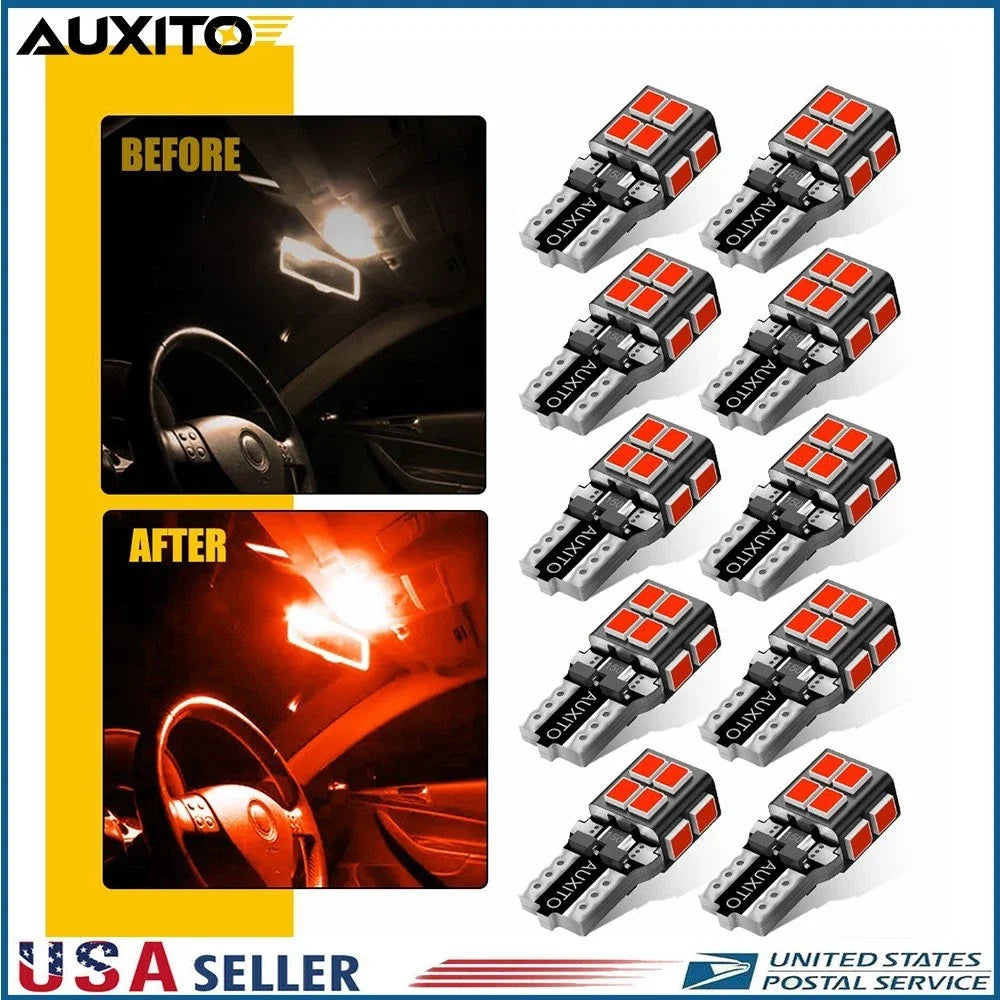 10x T10 168 194 2825 LED Third Brake Light Bulb for AUXITO