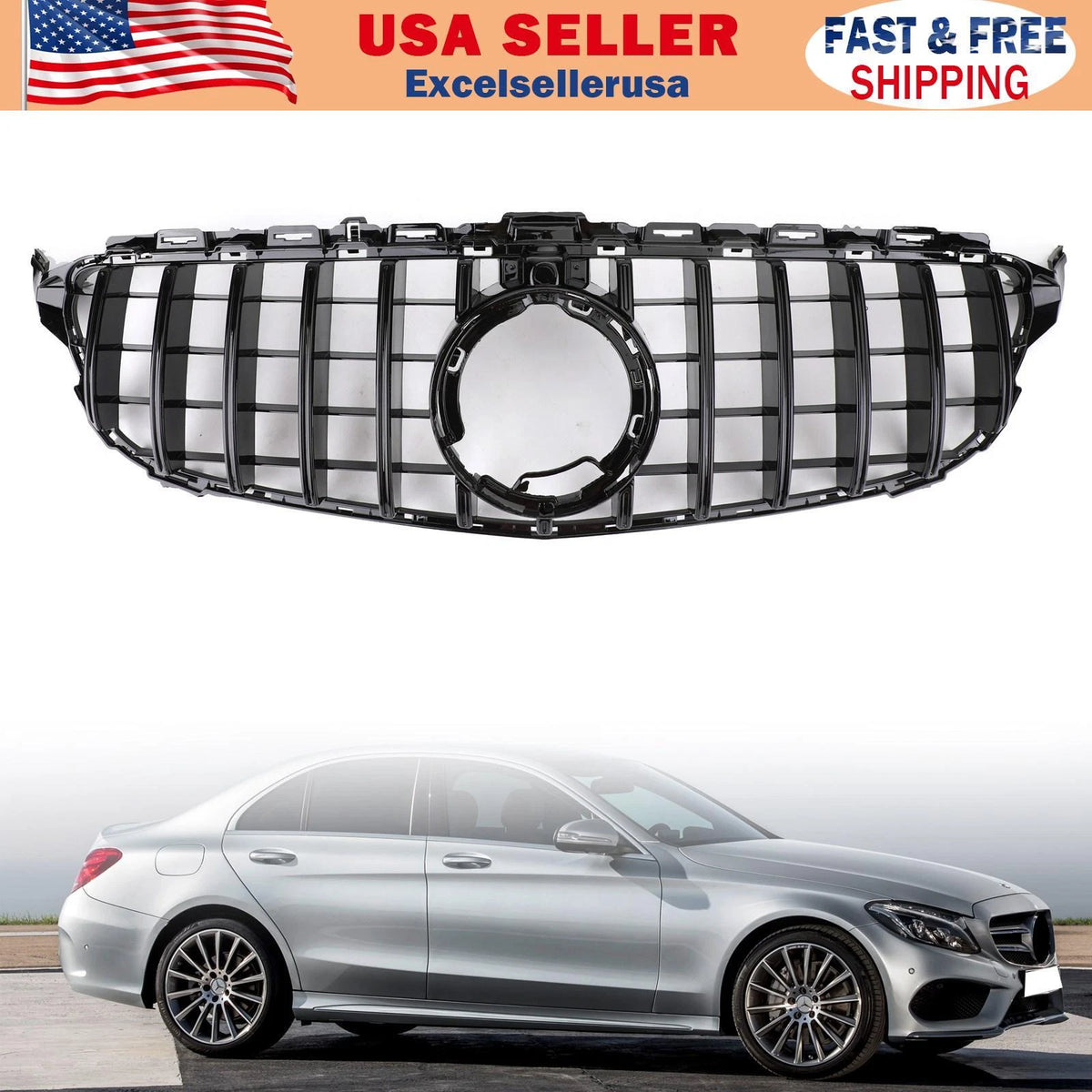 GTR Style Grille for Mercedes-Benz W205 C205 A205 (2019–2021) Grille-365-A-Kit