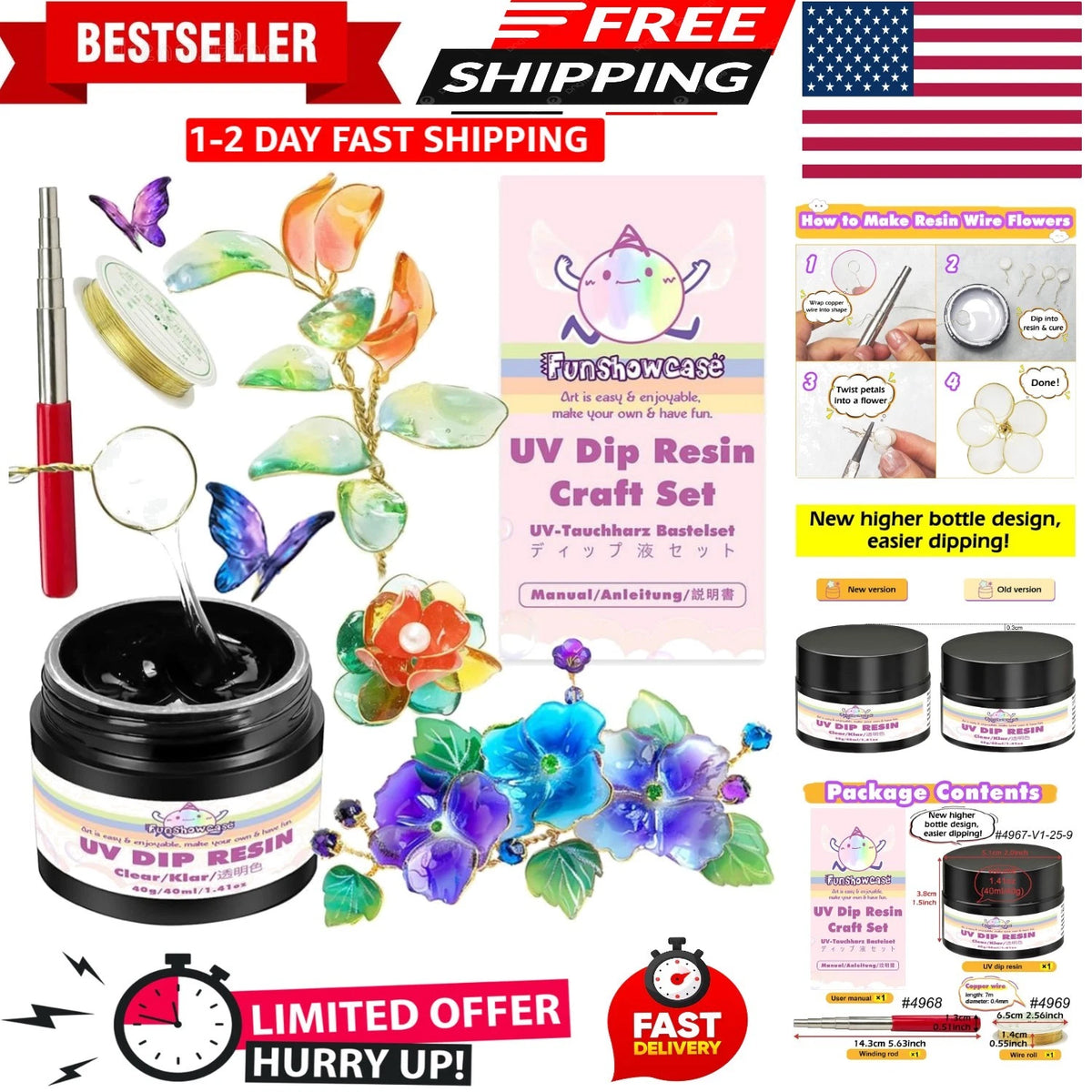 UV Dip Resin for Wire Shapes, Wire Art Low Odor Handmade Set