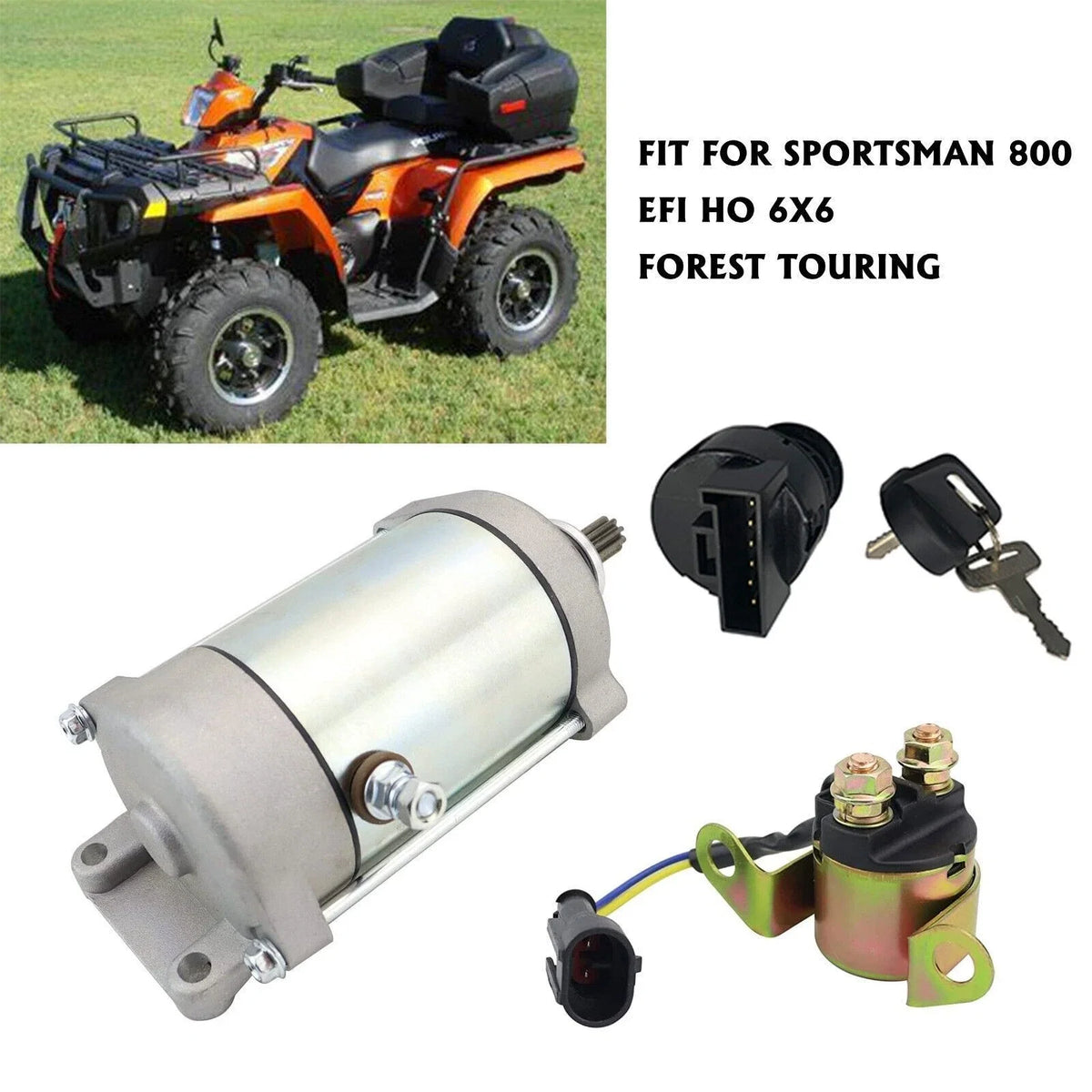 Starter for Polaris Sportsman 800 (2012–2014) with Relay & Key Switch