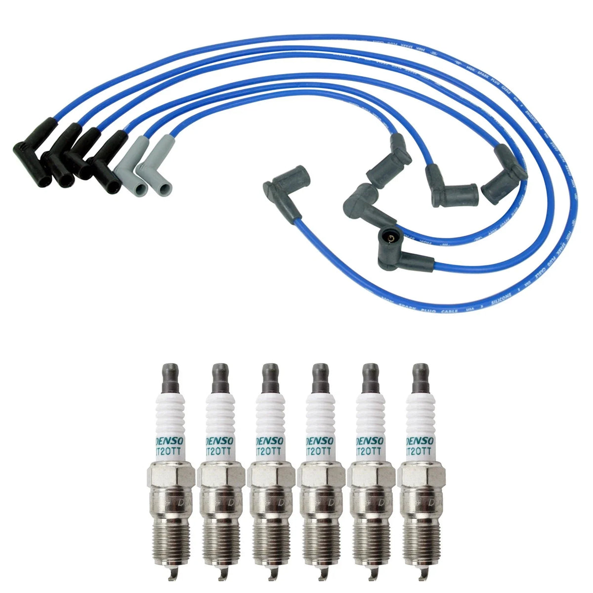 NGK Wire Set & Denso 6 Iridium TT Spark Plugs Kit for Mazda B3000 (1994–2006)