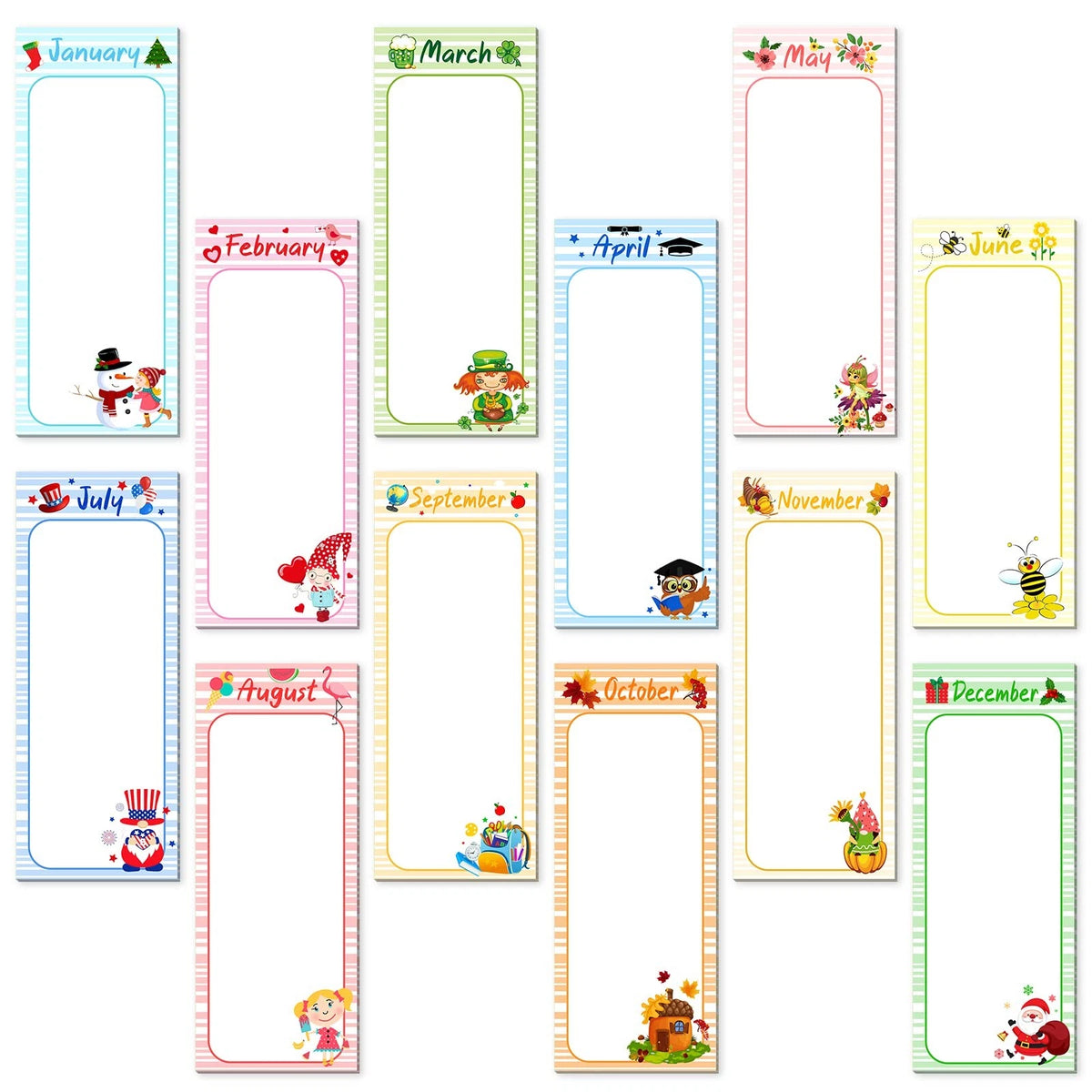 12X Grocery List Magnet Pad for Fridge - Magnetic Pastel Color