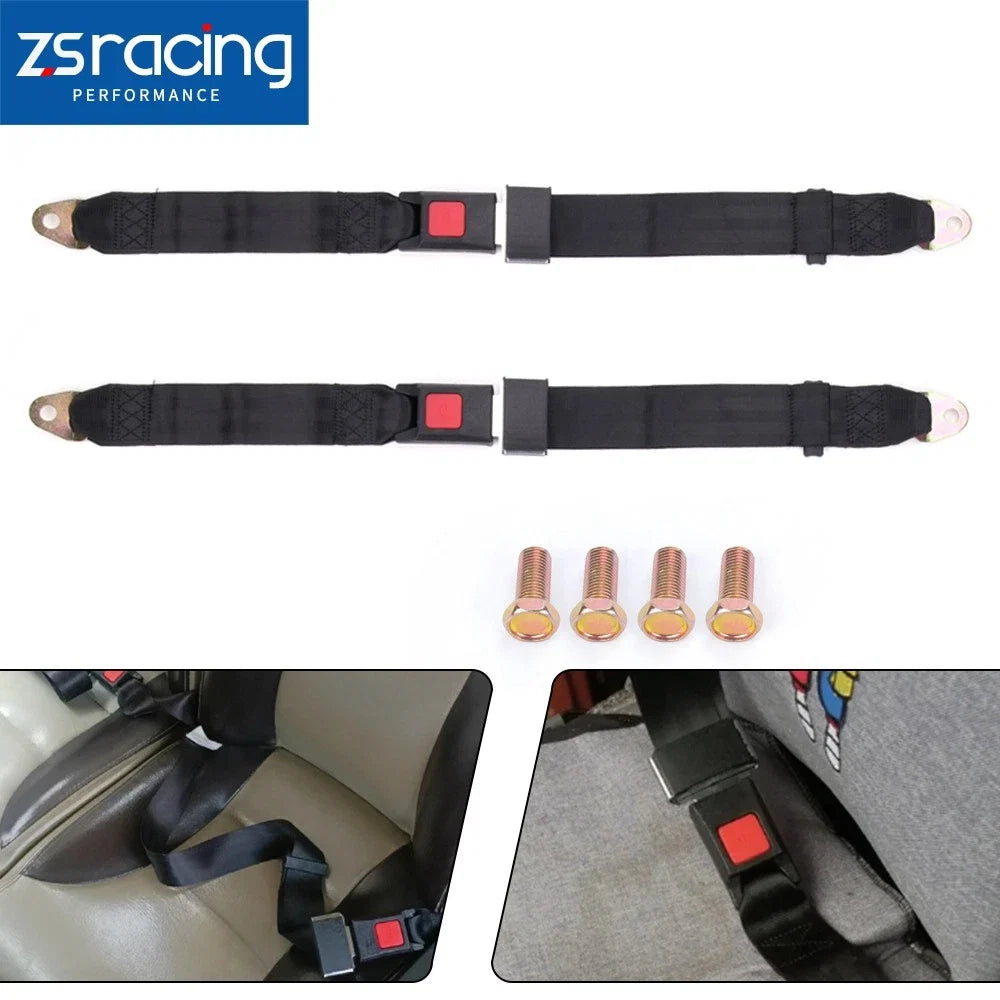 2 Pack Adjustable 2 Point Lap Seat Belts for Universal Trucks and Cars