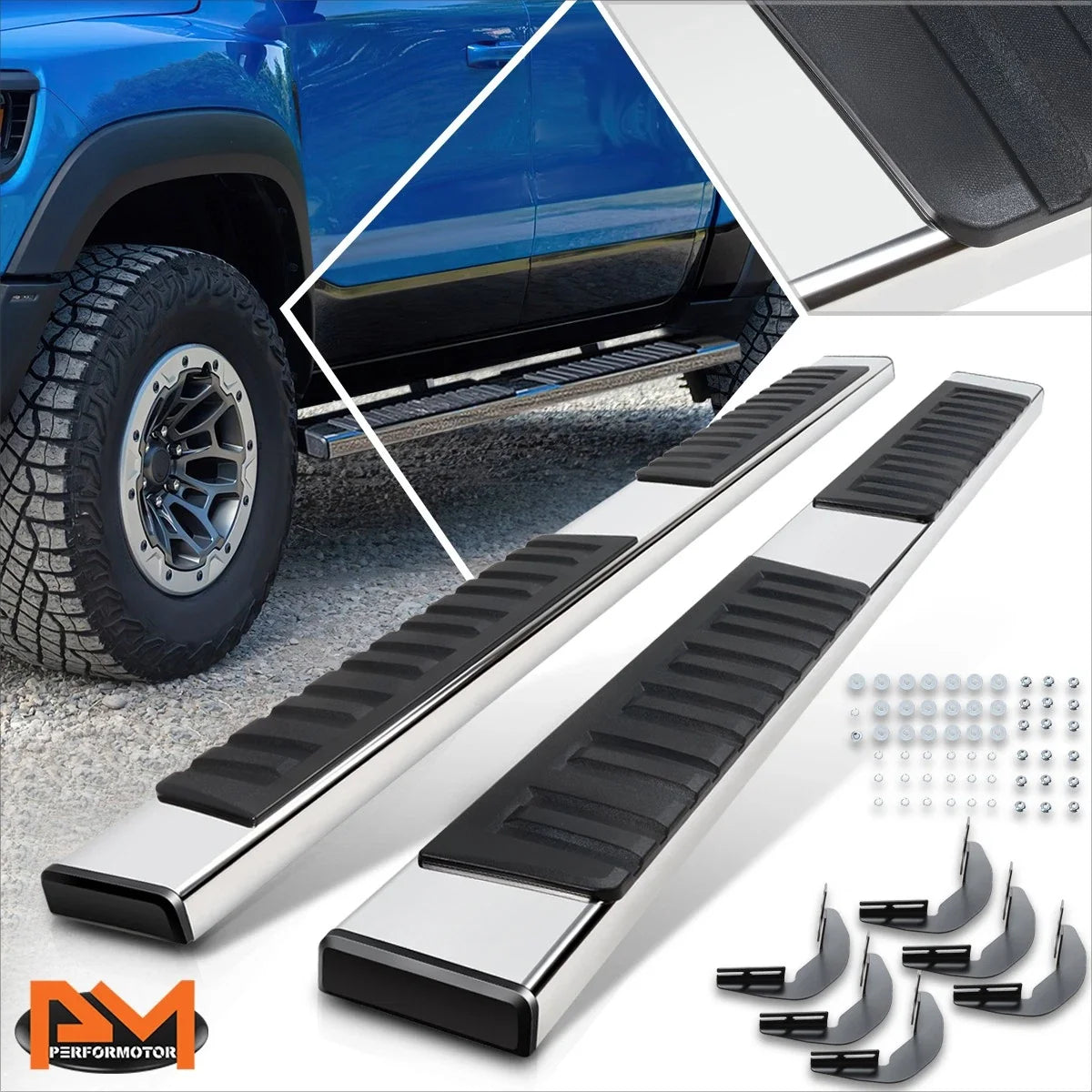 Set of 2 Stainless Steel Step Nerf Bars for Ram 1500 Crew Cab (2019–2024)