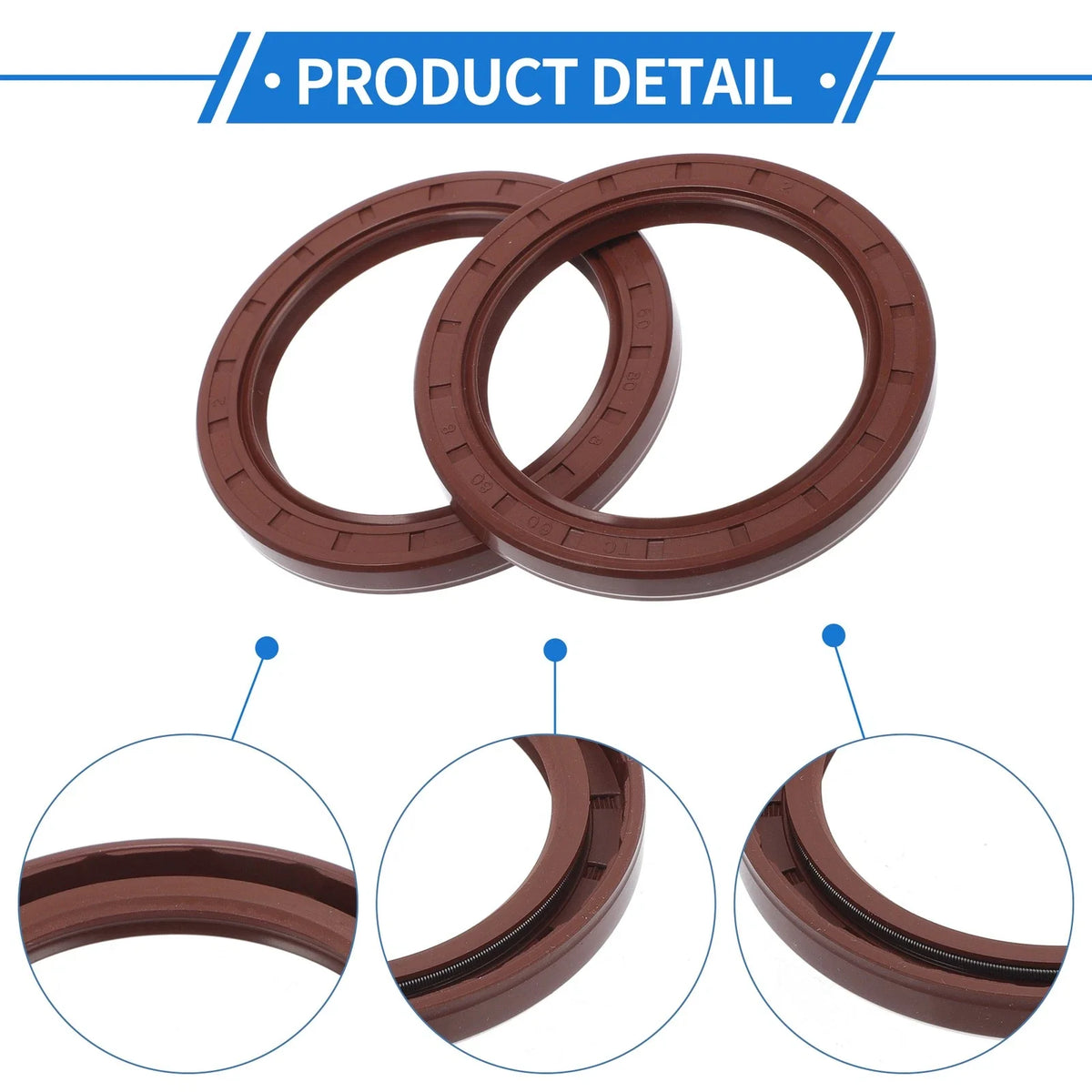 2X Oil Seal Rotary Shaft Seal FKM Rubber 60x80x8mm