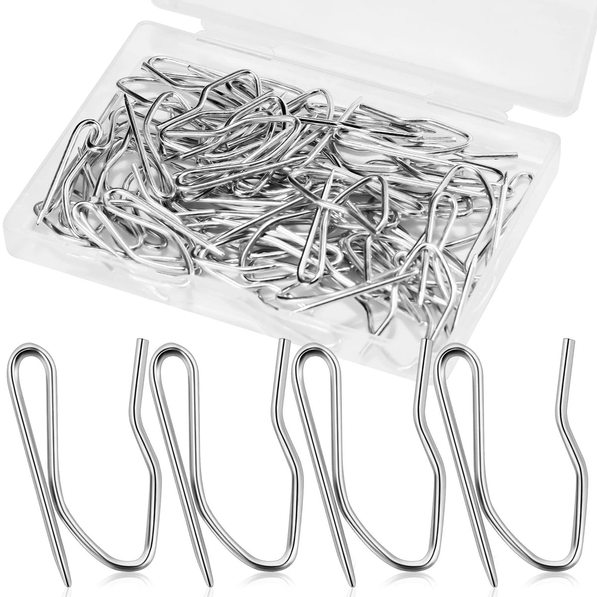 58PCS Curtain Hooks for Drapes (1.25IN, Silver)
