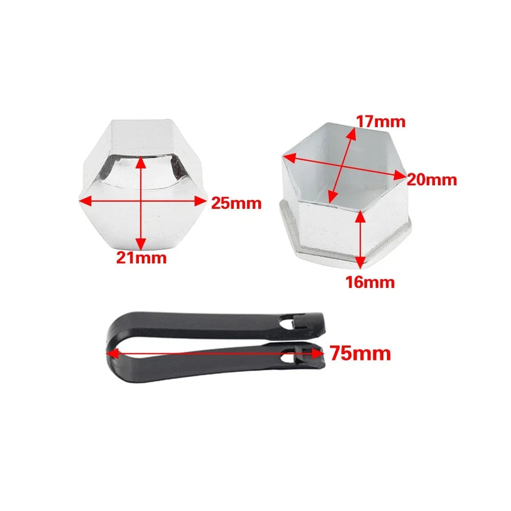 20Pcs 17mm Wheel Lug Nut Bolt Cover Caps with Removal Tool for Universal Fit