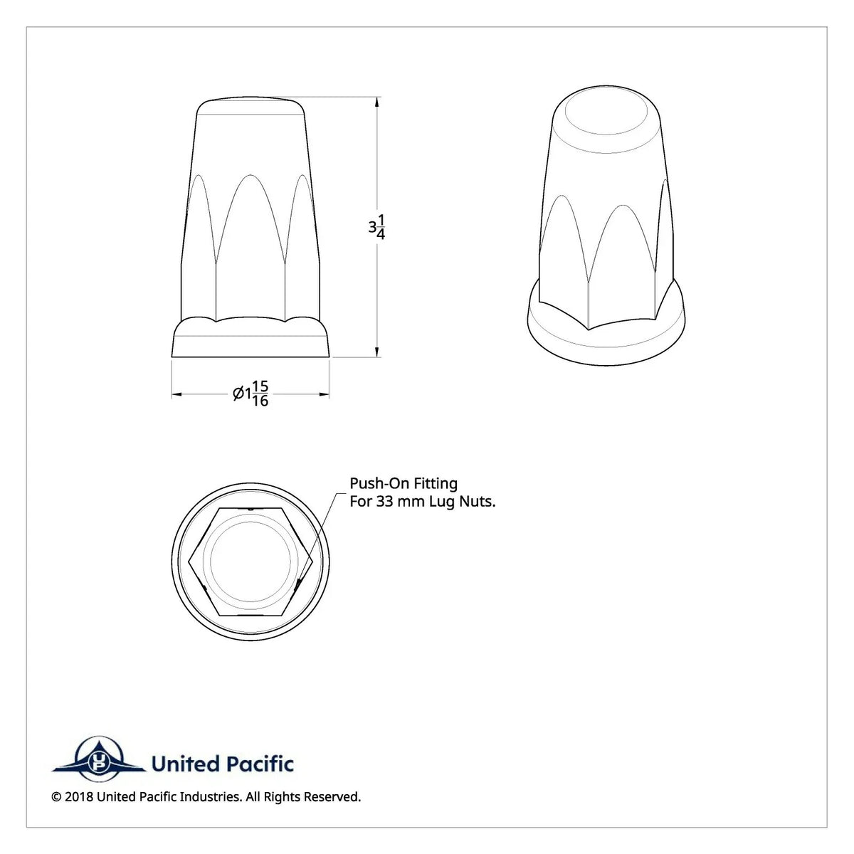 Chrome Lug Nut Covers 33mm Push-On for Ford F-150 60-Pack (1974–2023)