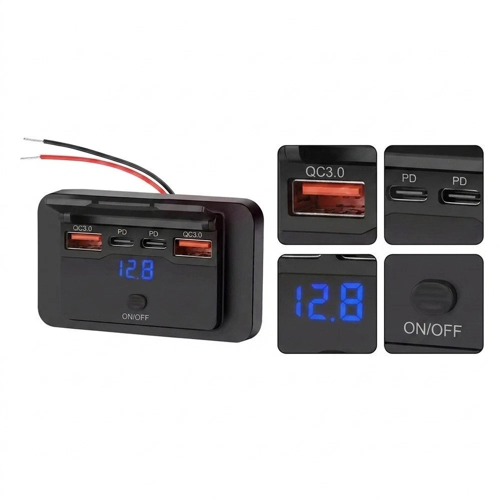 Set of 4 Waterproof 12V USB Charger Sockets for RVs Trailers Buses