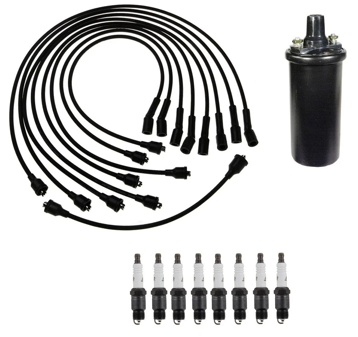 Ignition Wires & Coil with 8 Spark Plugs Kit for Chevy Corvette (1970)